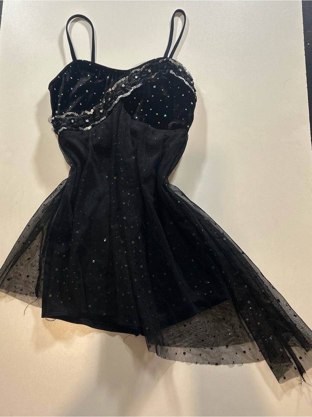 Weissman Black Sequin Velvet Dance Costume - Girls Size SA